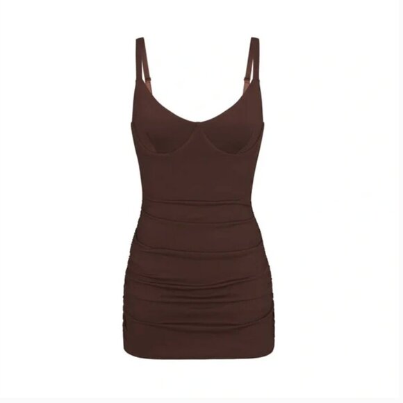 NWT SKIMS Sculpting Swim Ruched One Piece Swimsuit in Cocoa Size 3X - Picture 3 of 6